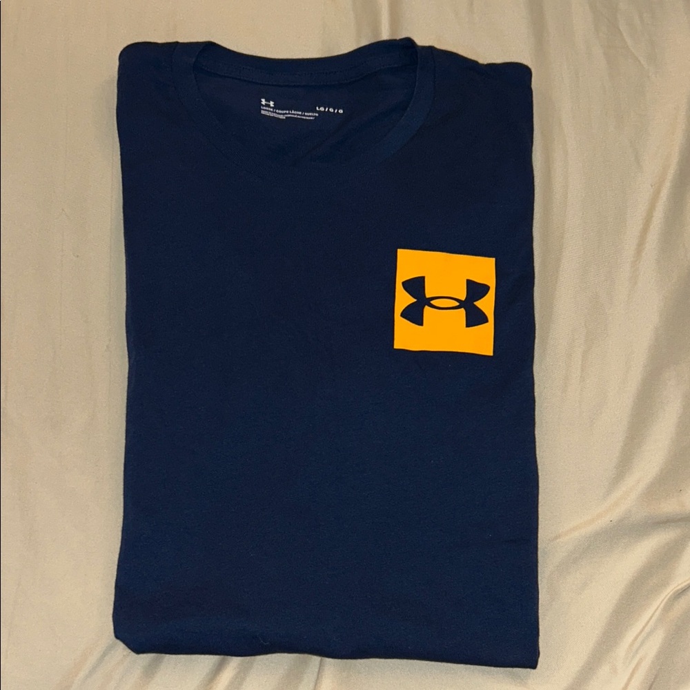 Under Armour Men's Navy Tee with Bold Yellow Logo